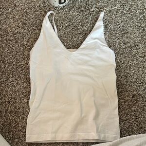 Free People White V-Neck Top